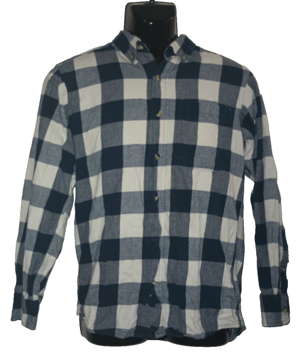 Hobbs Creek Men’s Navy Plaid Button‑Up Shirt Casual Style Size S M015D